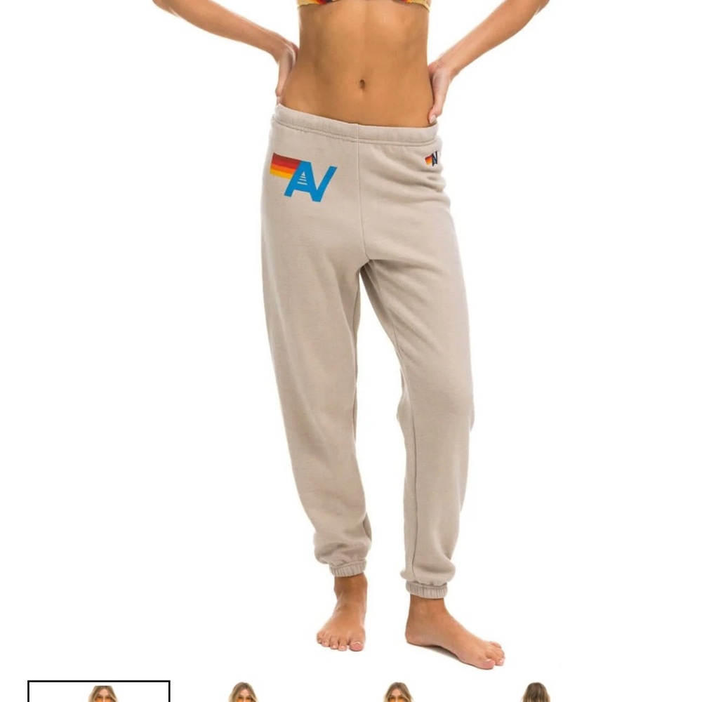 Aviator Nation Beige Logo Sweatpants - Extra Small